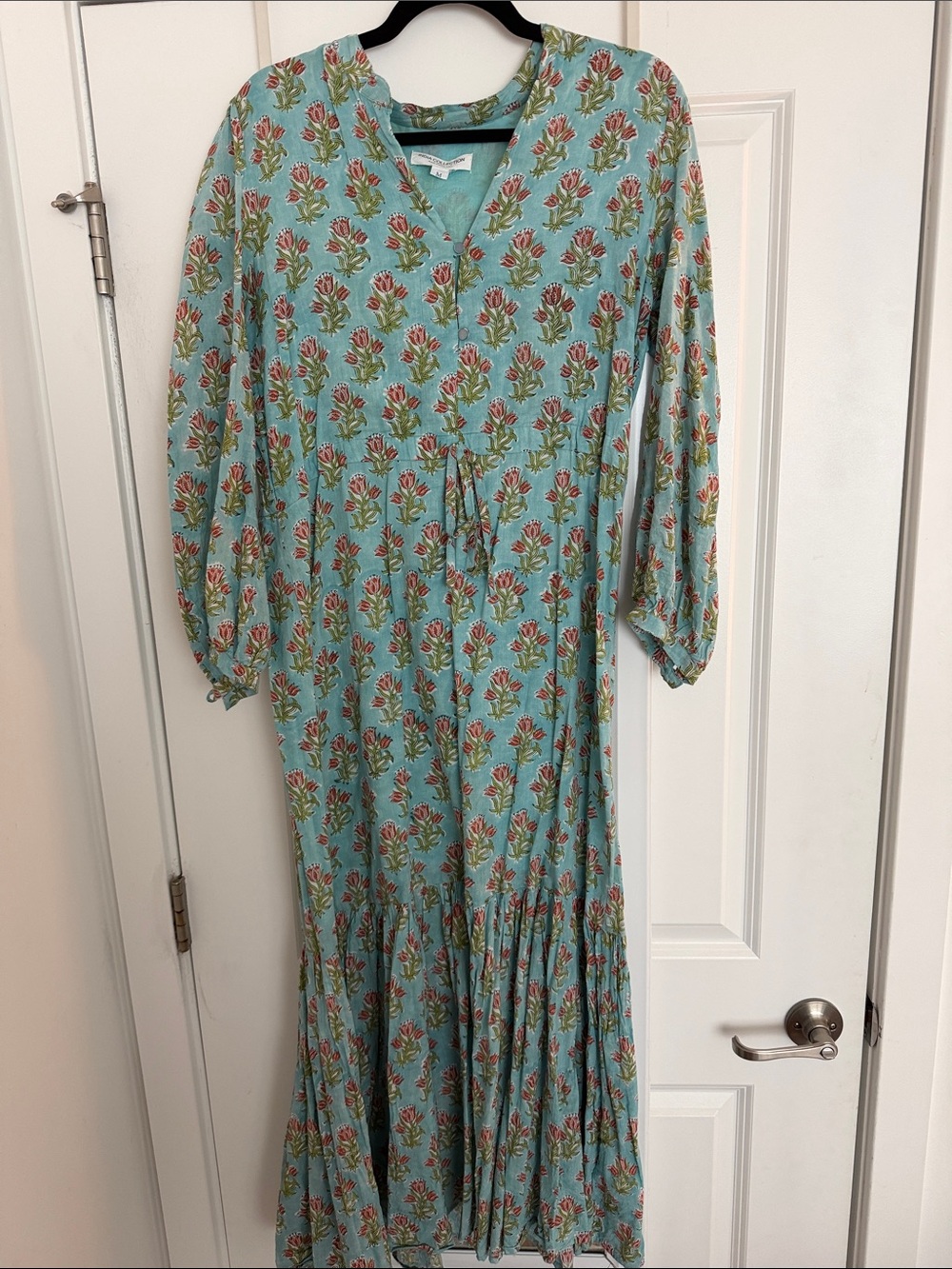 Emerson Fry Aqua Floral Tie-Back Maxi Dress